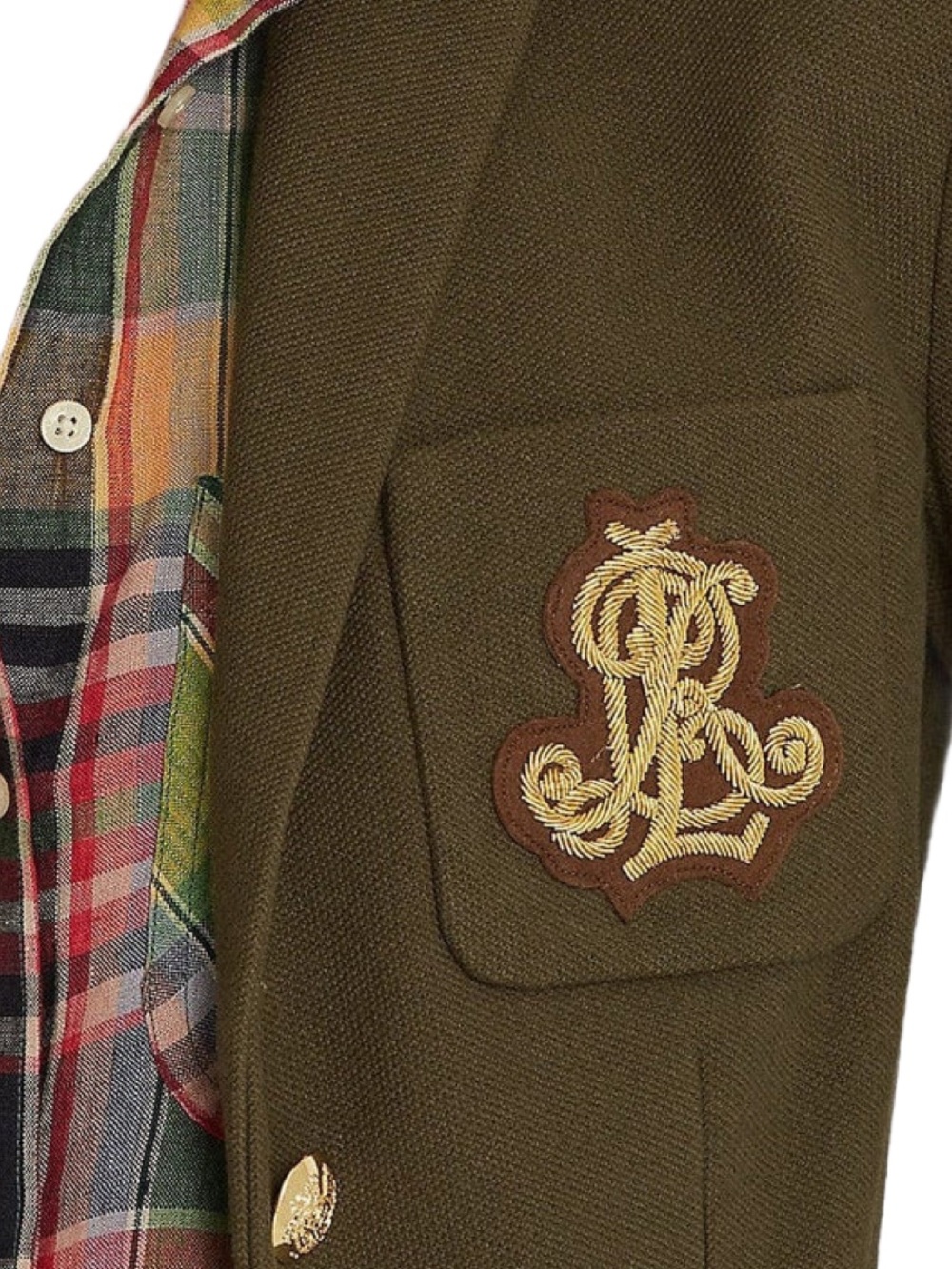 Lauren Ralph Lauren NWT Cotton Jacquard Blazer in Olive Green Size Medium - Picture 6 of 7